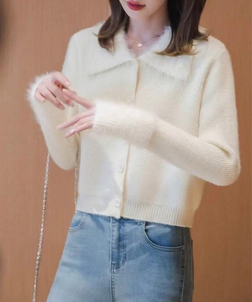 Doula Doula（ドゥーラドゥーラ） カーディガン ファー切り替え襟付き