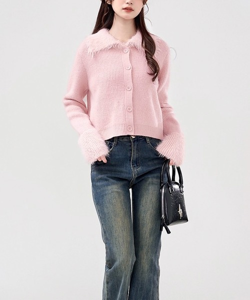 Doula Doula（ドゥーラドゥーラ） カーディガン ファー切り替え襟付き