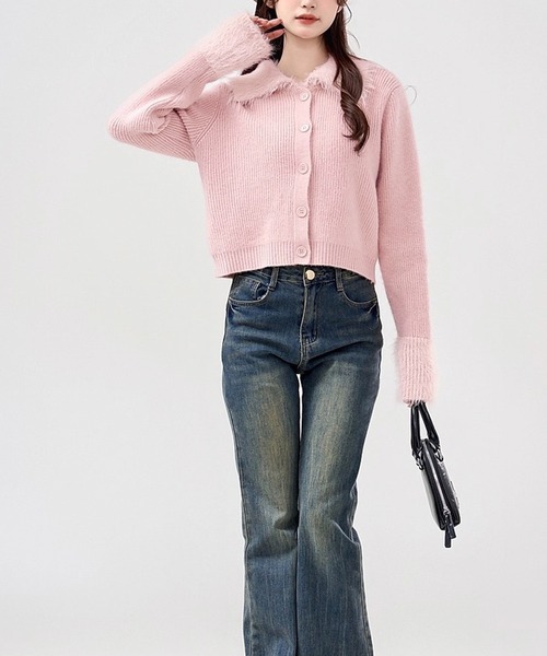 Doula Doula（ドゥーラドゥーラ） カーディガン ファー切り替え襟付き