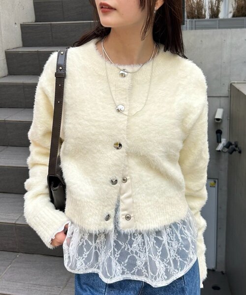 ■新品タグ付き ■ミンクヤーン■M　ミンク　毛皮■ジャケット/カーディガン mystic（ミスティック） カーディガン 「ふわふわの触り心地/今すぐお