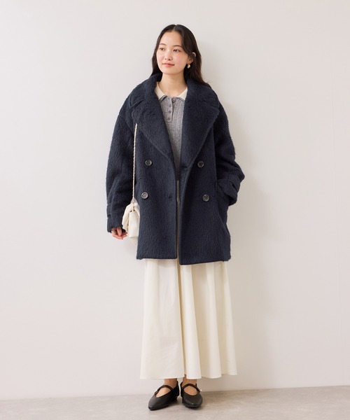 VIS（ビス） ピーコート pコート 「WEB限定」シャギーミディ丈Pコート