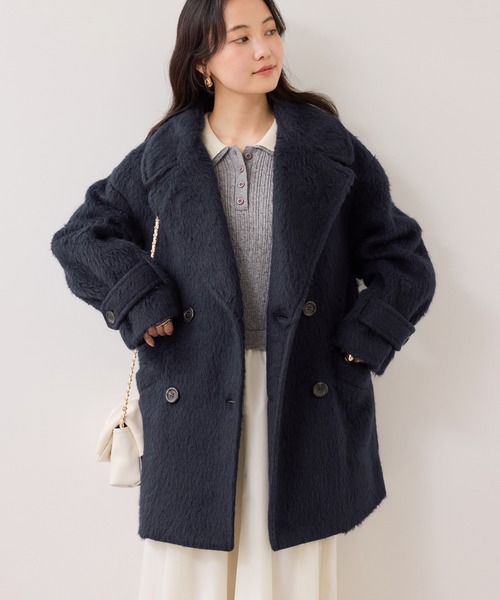 VIS（ビス） ピーコート pコート 「WEB限定」シャギーミディ丈Pコート