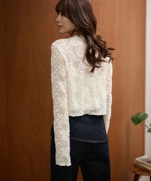 カーディガン flower jacquard lace knit cardigan /フラワー