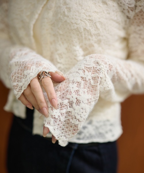 カーディガン flower jacquard lace knit cardigan /フラワー