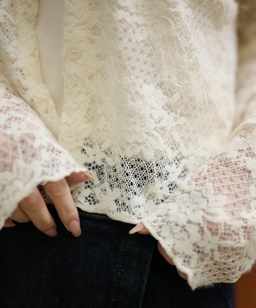 カーディガン flower jacquard lace knit cardigan /フラワー