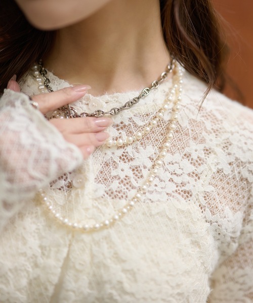 カーディガン flower jacquard lace knit cardigan /フラワー