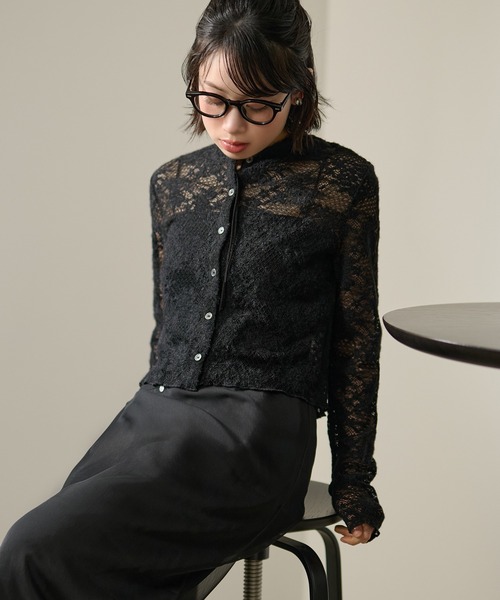 カーディガン flower jacquard lace knit cardigan /フラワー