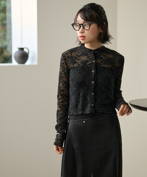 カーディガン flower jacquard lace knit cardigan /フラワー