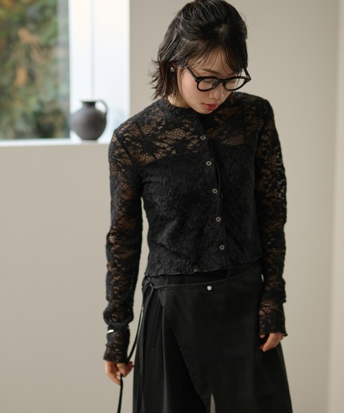 カーディガン flower jacquard lace knit cardigan /フラワー