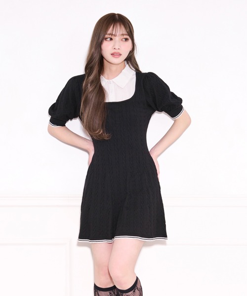 「apres jour」 半袖ワンピース X-LARGE ネイビー レディース_画像4