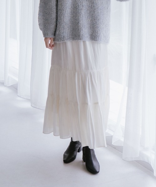 archives（アルシーヴ） スカート シャイニー切替ティアードスカート