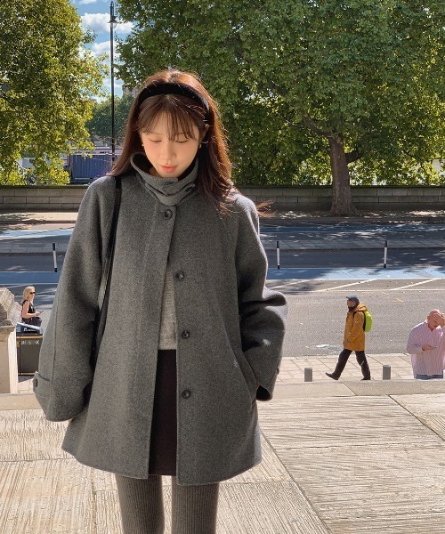 FAVORITO コート チェスターコート スタンドカラーシングルブレスト