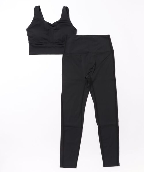 新品同　エミヨガ　ヨガウェア タンクトップ　レギンスセット 黒白　S ヨガウェア おしゃれ 安い レディース タンクトップ レギンス スポブラ
