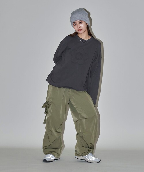 「PUBLUX」 スウェットカットソー フリ- グレー レディース_画像8