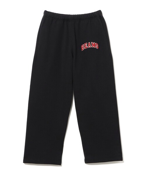 BEAMS ×  ブラック ジャージパンツ Lサイズ BEAMS（ビームス） ワイドパンツ スウェットパンツ ジャージ ロゴ