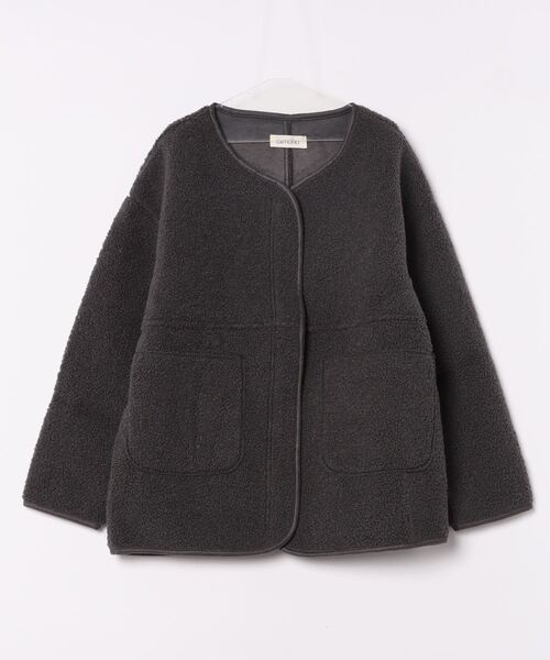 「aimoha」 ノーカラージャケット LARGE チョコ レディース_画像5