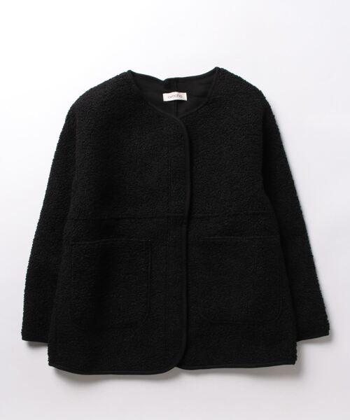 「aimoha」 ノーカラージャケット LARGE チョコ レディース_画像6