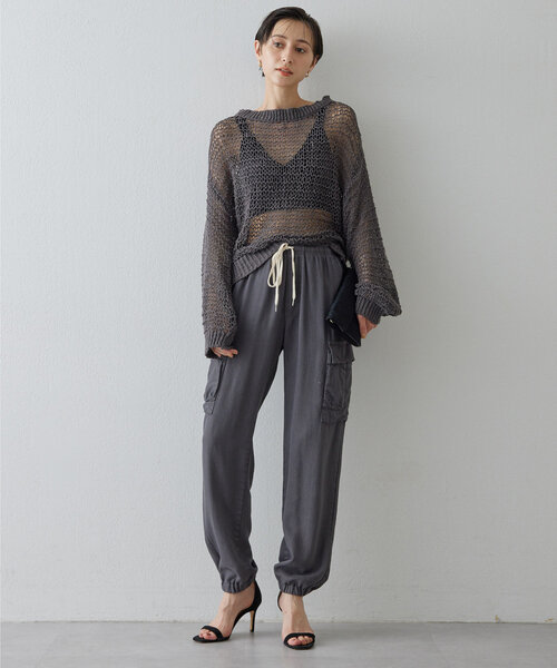 ウィムガゼット テンセルカーゴパンツ 36 チャコールグレー テンセル