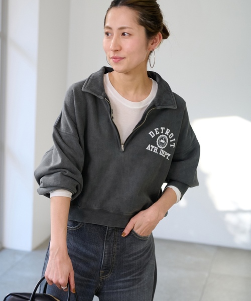 FRAMeWORK フレームワーク スウェット トレーナー ブラック FRAMeWORK（フレームワーク） 「champion」スウェットカットソー FREE