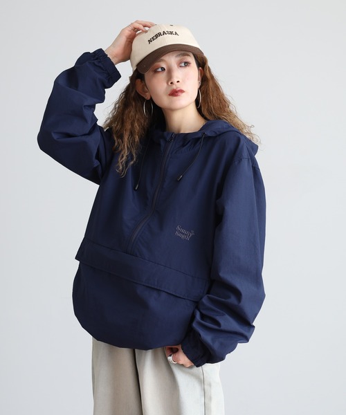 Sunny c Sider アノラックジャケット ネイビー Sunny Smith コート ジャケット ポケッタブル コットンライクナイロン