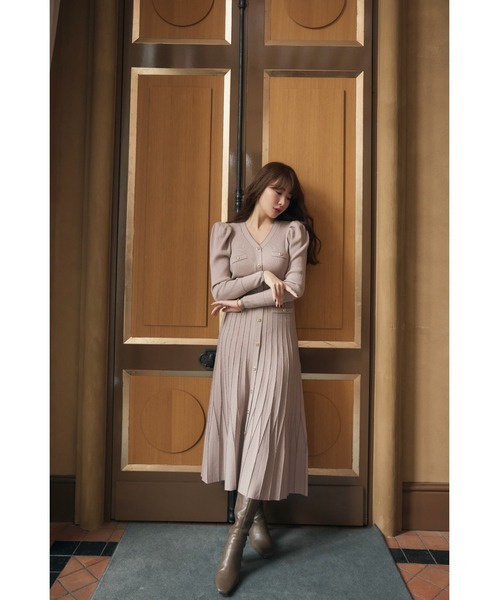 最終価格　herlipto ニットワンピース　新品未使用 Her lip to ニットワンピース S ベージュ レディース : ZOZOTOWN Yahoo