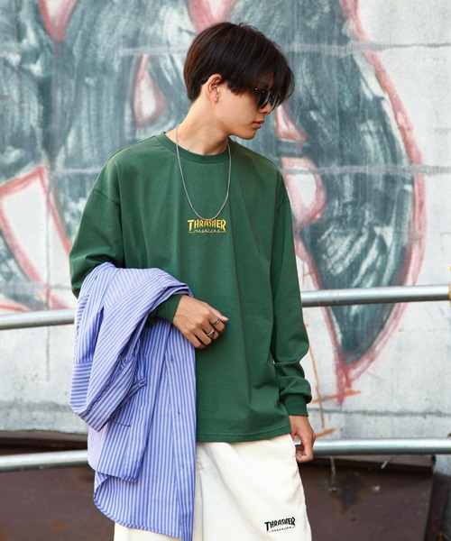 「THRASHER」 長袖Tシャツ MEDIUM グレー メンズ_画像6