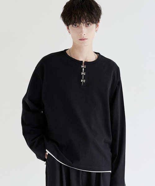 LILL（リル） ヘンリーネック tシャツ シルバーパーツヘビーウエイト
