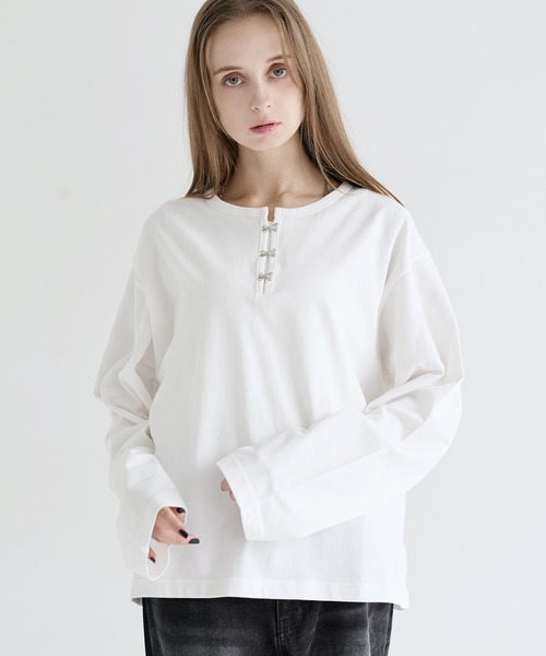 LILL（リル） ヘンリーネック tシャツ シルバーパーツヘビーウエイト