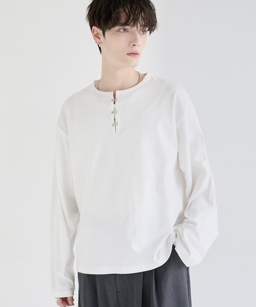 RRL ヘンリーネック ロングスリーブ カットソー S LILL（リル） ヘンリーネック tシャツ シルバーパーツヘビーウエイト