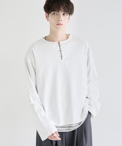 LILL（リル） ヘンリーネック tシャツ シルバーパーツヘビーウエイト