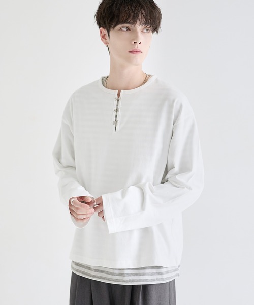 LILL（リル） ヘンリーネック tシャツ シルバーパーツヘビーウエイト