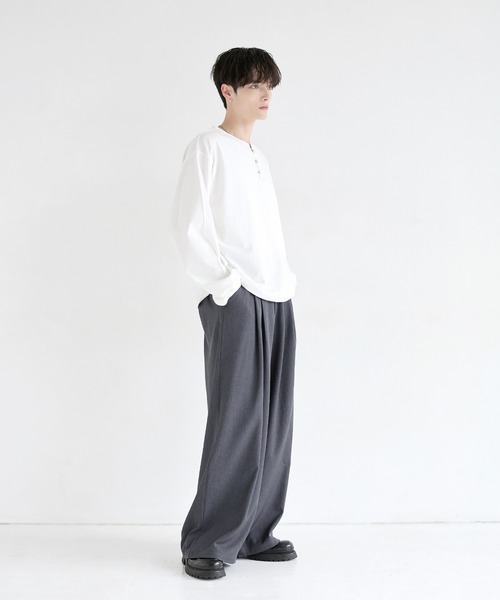 LILL（リル） ヘンリーネック tシャツ シルバーパーツヘビーウエイト