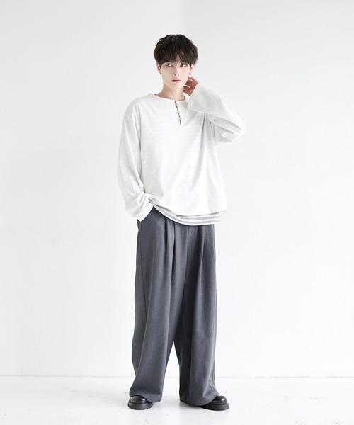 RRL ヘンリーネック ロングスリーブ カットソー S LILL（リル） ヘンリーネック tシャツ シルバーパーツヘビーウエイト