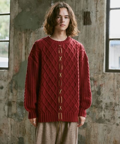 「Casper John」 長袖ニット SMALL レッド メンズ_画像5