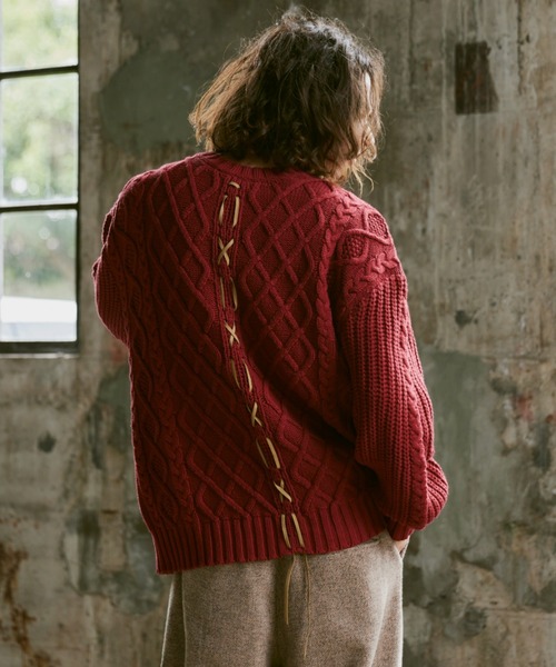 「Casper John」 長袖ニット SMALL レッド メンズ_画像7