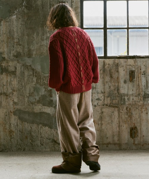 「Casper John」 長袖ニット SMALL レッド メンズ_画像9