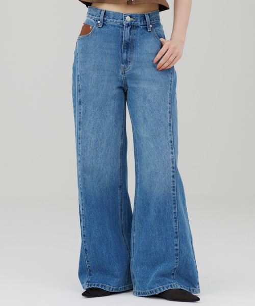 ジーンズ デニム デニムパンツ stitch line wide denim（ステッチ