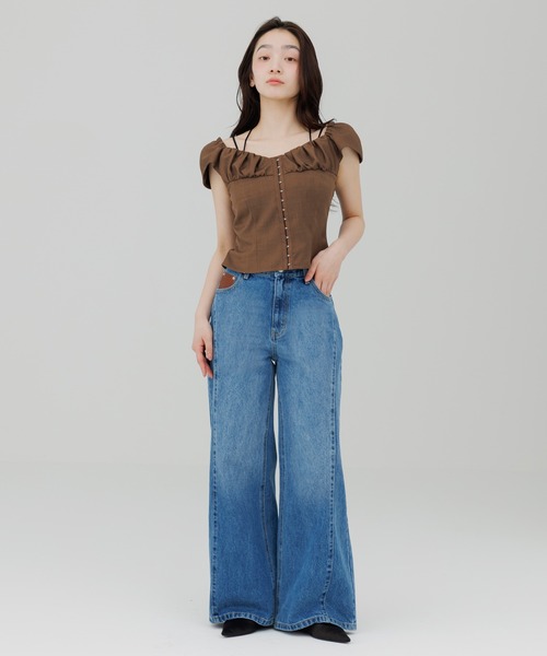 ジーンズ デニム デニムパンツ stitch line wide denim（ステッチ