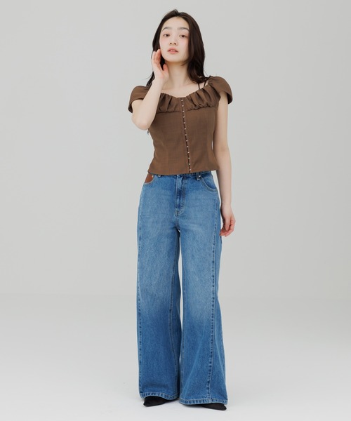 ジーンズ デニム デニムパンツ stitch line wide denim（ステッチ