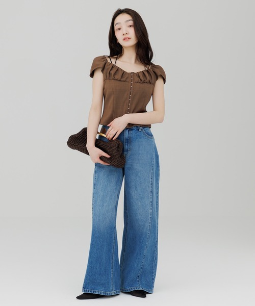 ジーンズ デニム デニムパンツ stitch line wide denim（ステッチラインワイドデニム） レディース