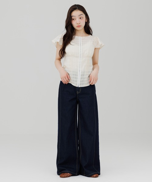 ジーンズ デニム デニムパンツ stitch line wide denim（ステッチラインワイドデニム） レディース