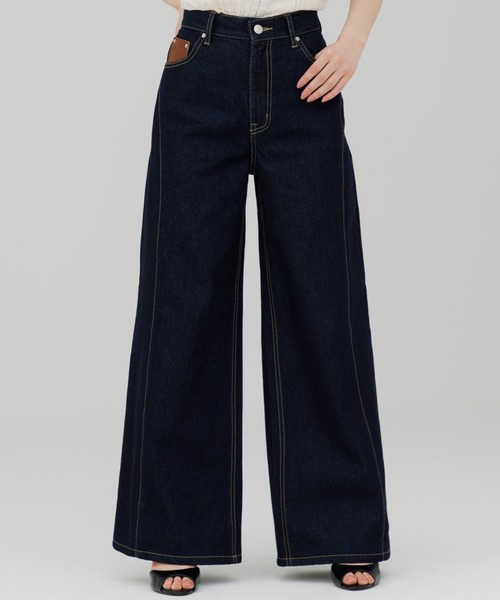 ジーンズ デニム デニムパンツ stitch line wide denim（ステッチ
