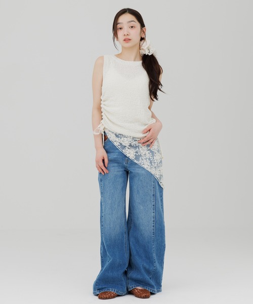 ジーンズ デニム デニムパンツ stitch line wide denim（ステッチ