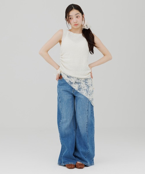 ジーンズ デニム デニムパンツ stitch line wide denim（ステッチ
