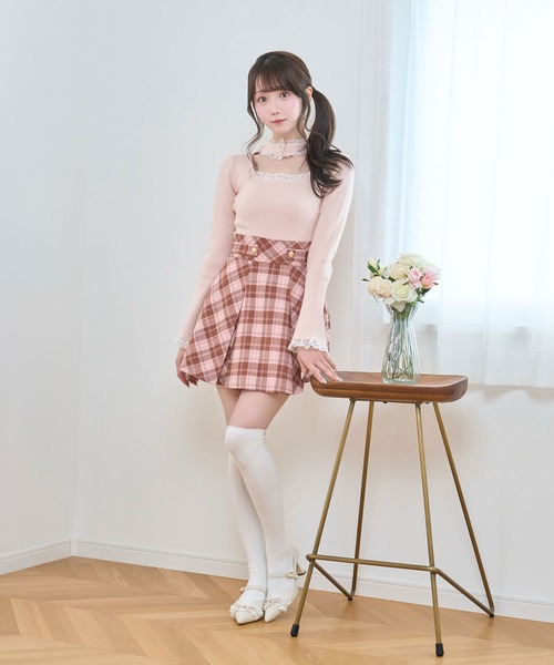 Rose Muse ロゼミューズ　Ruffle collar knit tops Rose Muse（ロゼミューズ） ニット セーター Choker lace knit