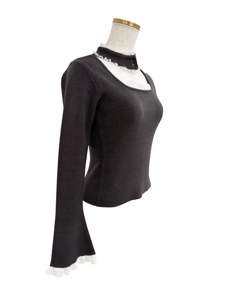 ミューズ 長袖 ニット レディース MUSE Rose Muse（ロゼミューズ） ニット セーター Choker lace knit