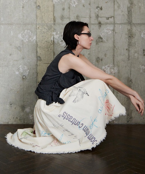 スカート 「PRE-ORDER」Asymmetrical Wrap Print Skirt/アシンメトリーラッププリントスカートの画像