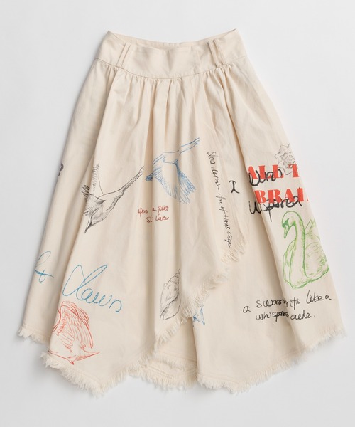 スカート 「PRE-ORDER」Asymmetrical Wrap Print Skirt/アシンメトリーラッププリントスカートの画像