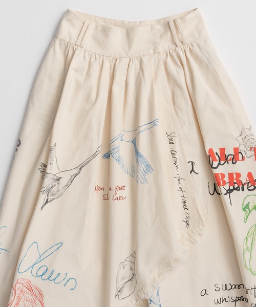 スカート 「PRE-ORDER」Asymmetrical Wrap Print Skirt/アシンメトリーラッププリントスカートの画像