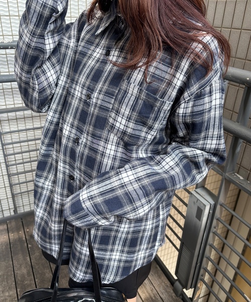 「ISOOK」 長袖シャツ FREE ネイビー レディース_画像3
